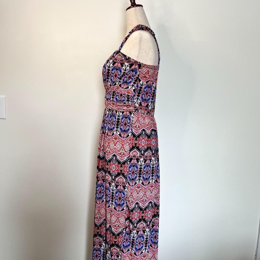 Paisley Red Maxi Dress Tie Straps WinWin Size Large - Picture 4 of 7